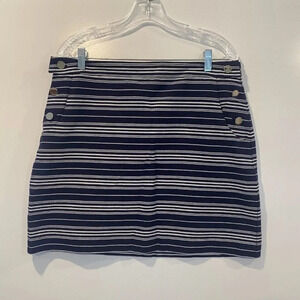Ann Taylor Loft Navy Blue‎ White Striped Nautical Skirt Womens Size 12 (1112)